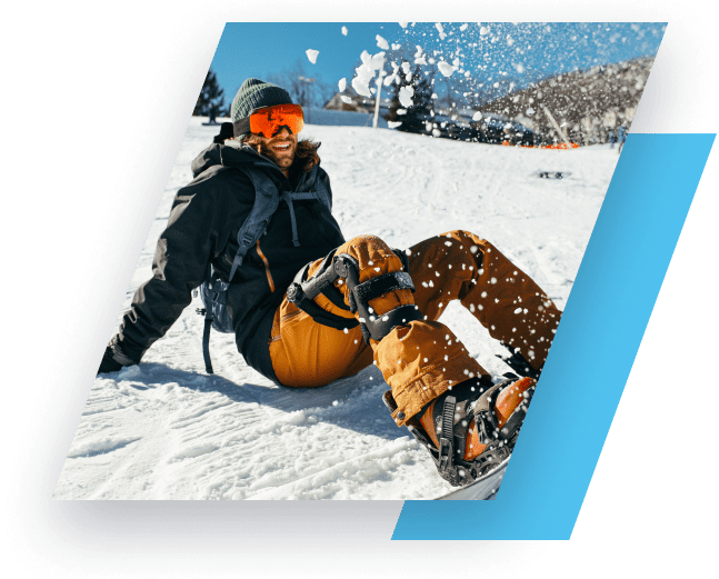 snowboarder with an icarus knee brace on