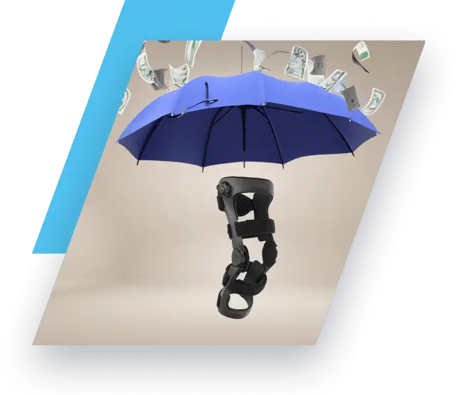 knee braces under an umbrella