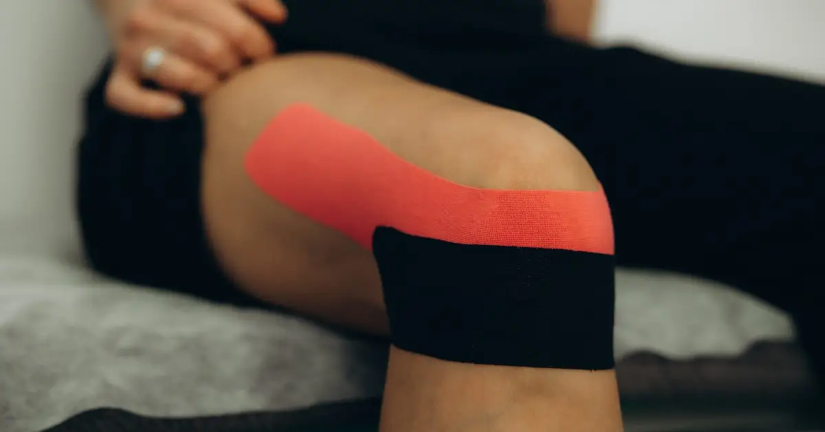 knee tape on woman
